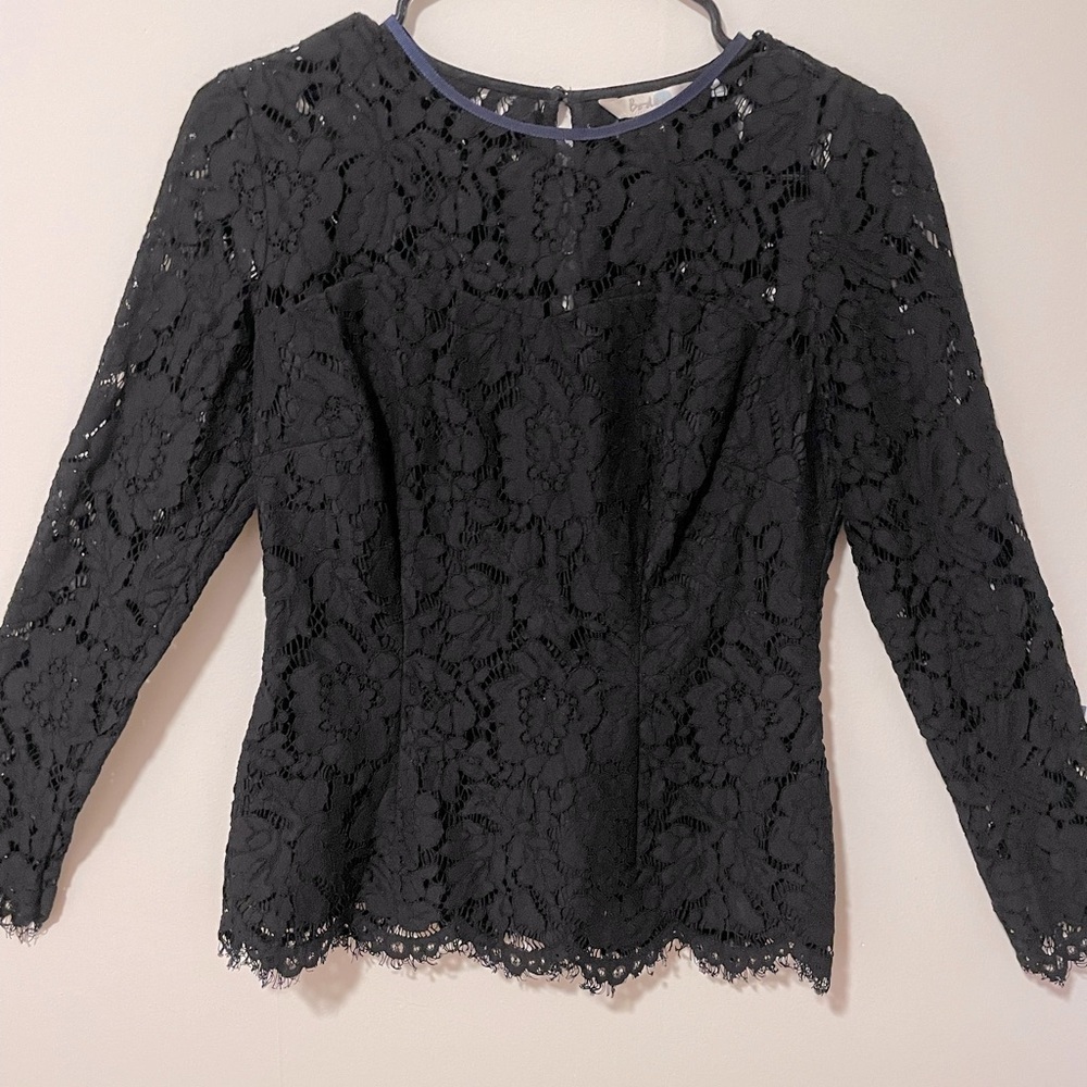 Elegant Boden Black Fitted Lace Top Women’s 6/Small